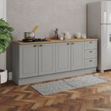 Cozinha Compacta 2 Peças 100% Mdf Com Tampo Americana Cinza/nature