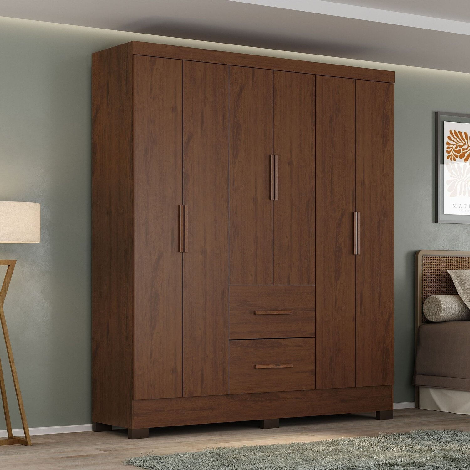 Roupeiro Primordial Max 6 Portas 2 Gavetas Jacarandá