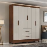 Roupeiro Primordial Max 6 Portas 2 Gavetas Jacaranda /off White