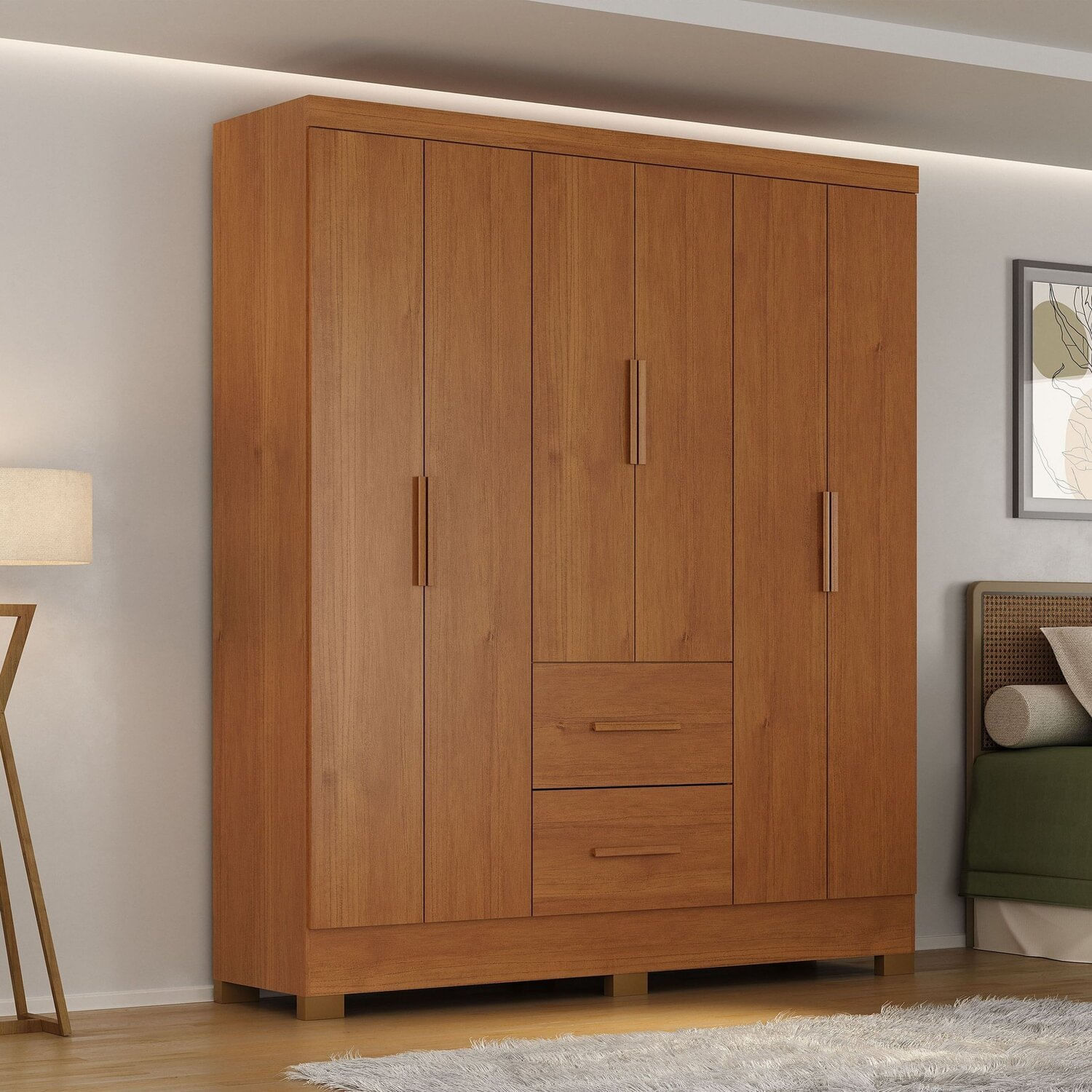 Roupeiro Primordial Max 6 Portas 2 Gavetas Cinamomo