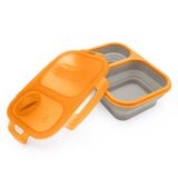 Pote Hermético Retrátil De Silicone Com Divisória Laranja