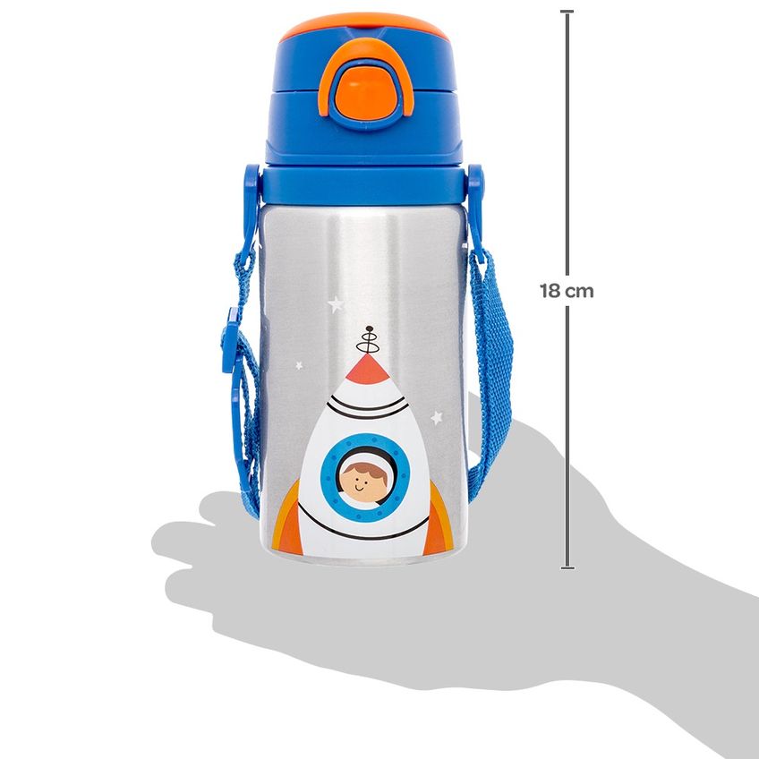Garrafa De Alumínio Infantil Com Canudo Aventuras Astronauta - Buba - imagem 4
