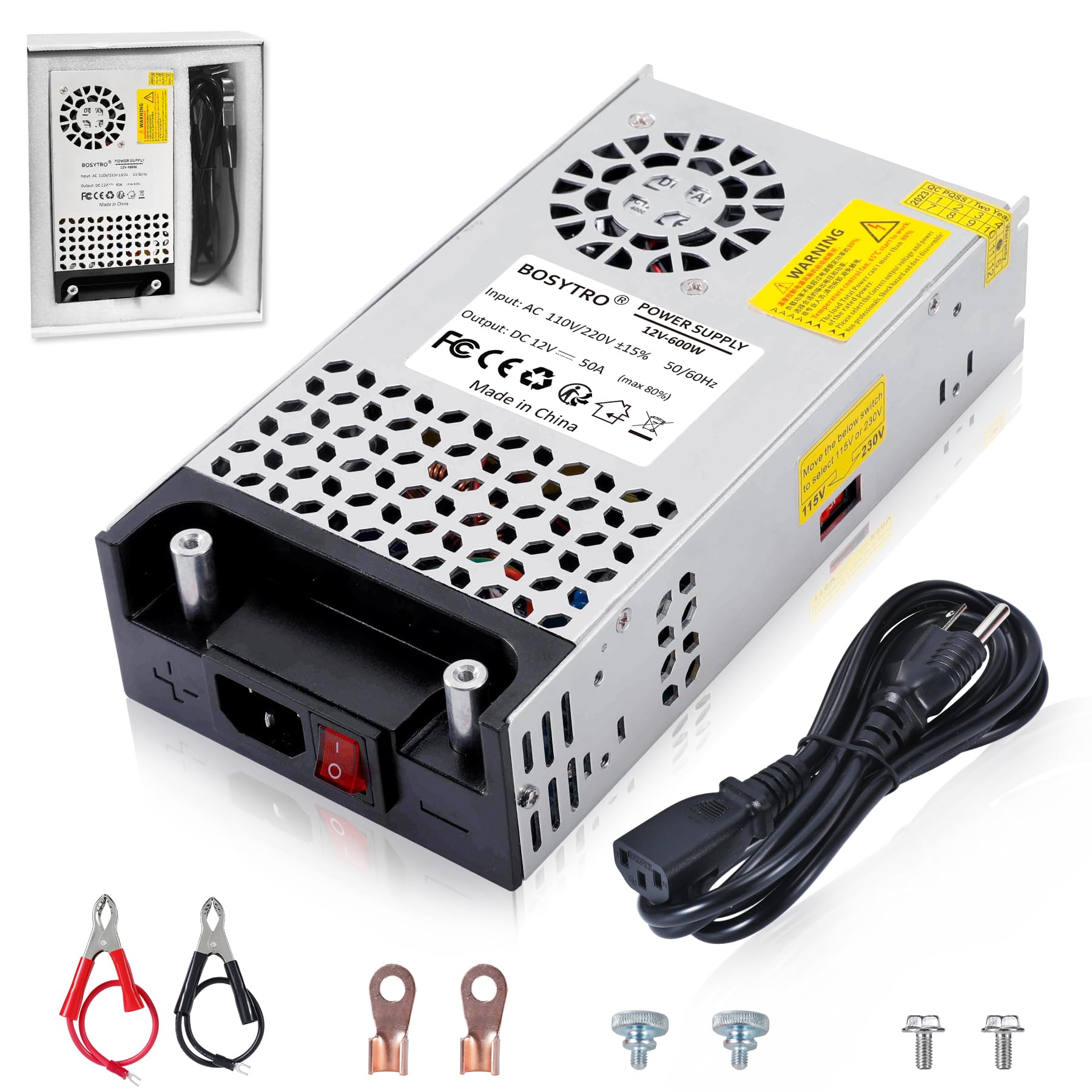 Conversor Ac Para Dc Bostro 12v 600w 50a Fonte De Alimentação 110v