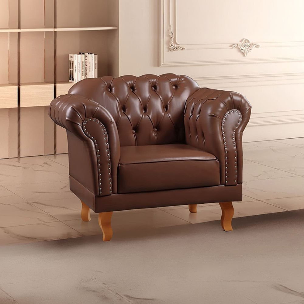 Kit 2 Poltronas Duque Chesterfield Marrom