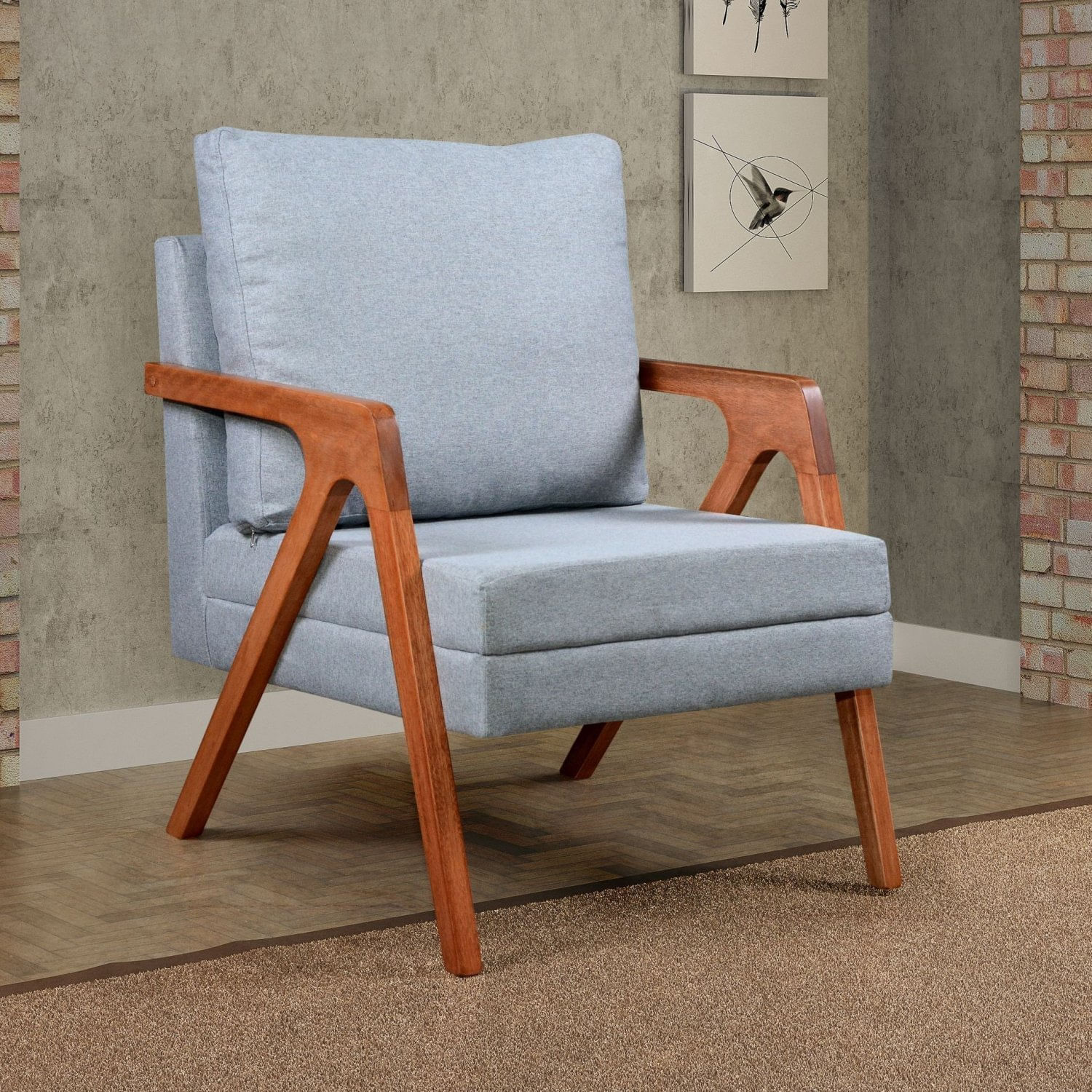 Poltrona Decorativa Mona Cinza Claro