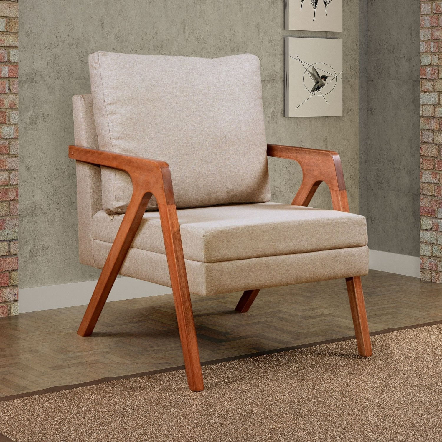 Poltrona Decorativa Para Sala De Estar Decorativa Mona Bege