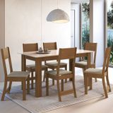 Conjunto Sala De Jantar 1 Mesa 6 Cadeiras Versalhes Freijó/off-white/bege