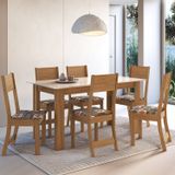 Conjunto Sala De Jantar 1 Mesa 6 Cadeiras Versalhes Freijó/off-white/alaska