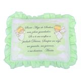 Travesseiro Oração Pai Nosso Santo Anjo 28x35 Babado Verde