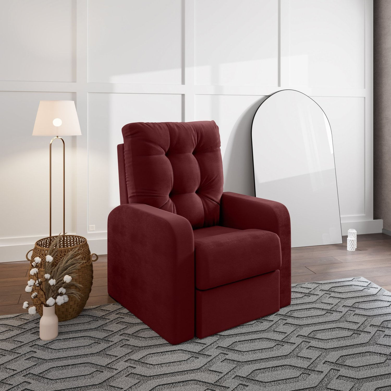 Poltrona Reclinável Do Papai Em Suede Vinho