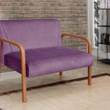 Namoradeira Anita Sofá 2 Lugares Moderna Braço Madeira Veludo Roxo 380