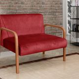 Namoradeira Anita Sofá 2 Lugares Moderna Braço Madeira Suede Bordô 110