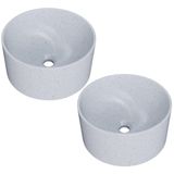 Kit 02 Cubas De Apoio Redonda Para Banheiro Lavabo C01 Bl30w Branco Granit Matte - Lyam