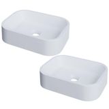 Kit 02 Cubas De Apoio Retangular Para Banheiro Lavabo C01 Br37w Branca Matte Fosca - Lyam