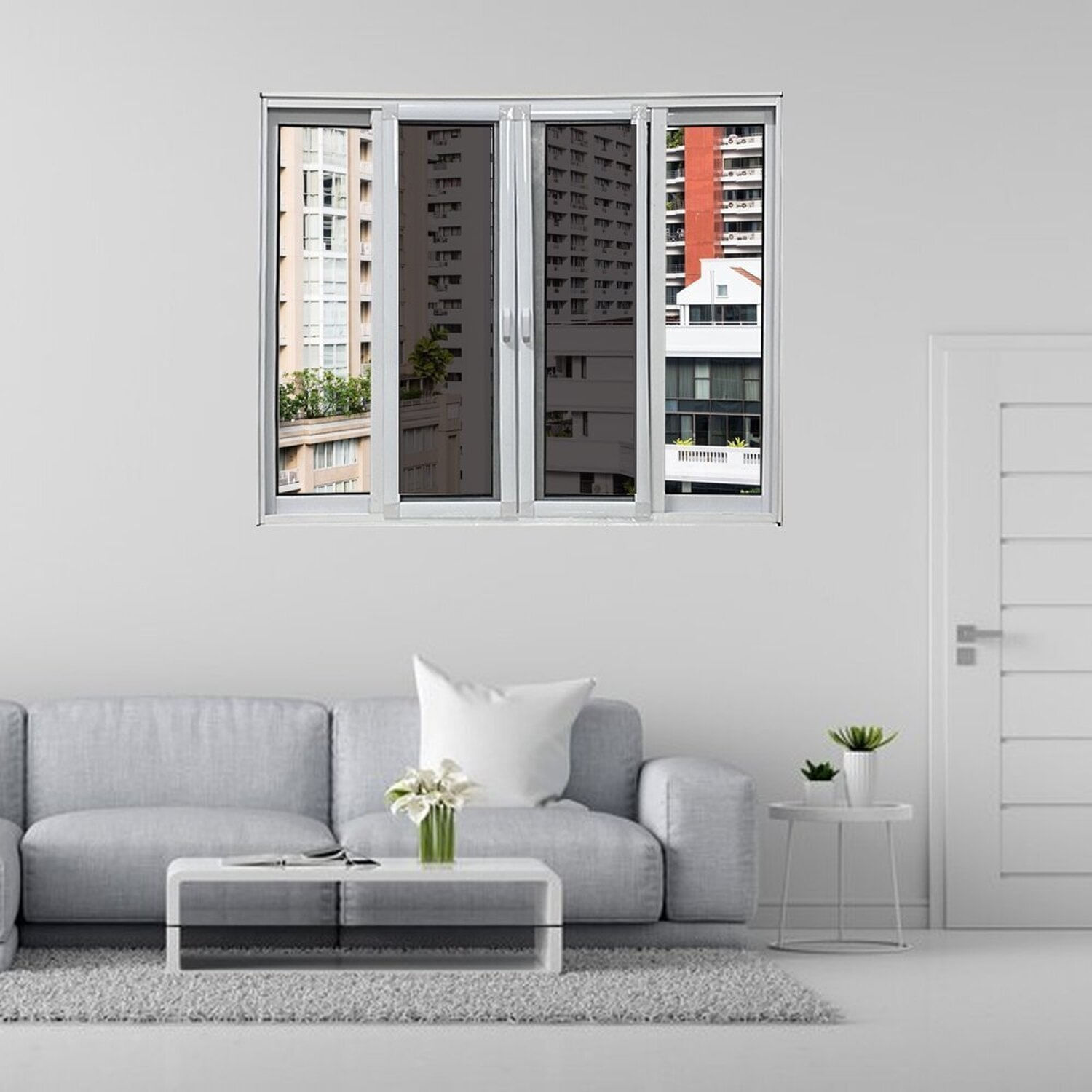 Janela Vitro 4 Folhas Com Tela Mosqueteira Linha 25 100x100 Branco