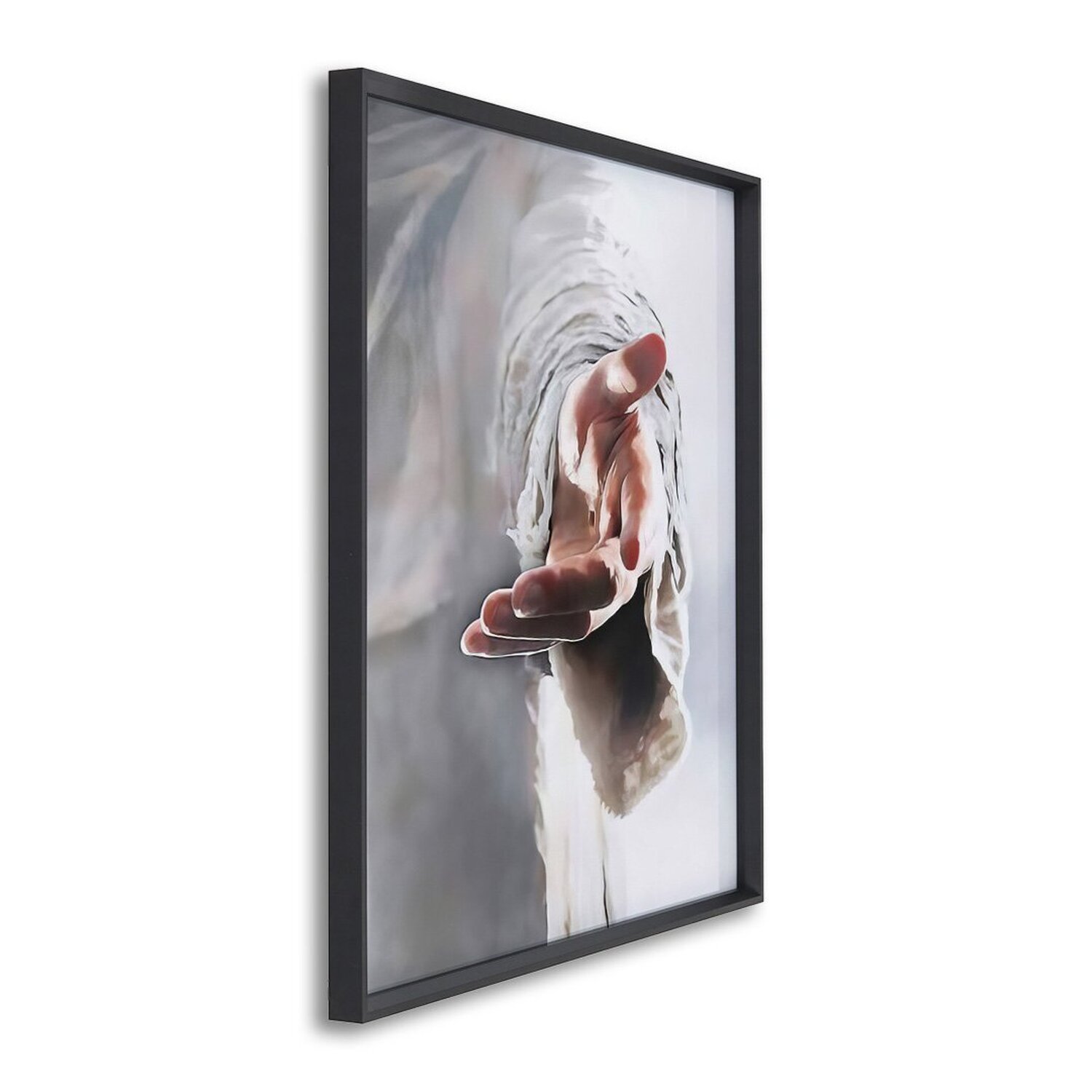 Quadro Decorativo Religioso Mão De Deus Pai Com 1 Tela Cm Ou Cm De Parede Para Sala Quarto Hall 60cm Sem Vidro Preto