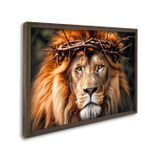 Quadro Decorativo Religioso Leão De Judah Com 1 Tela Cm Ou Cm De Parede Para Sala Hall Igreja 60cm X Sem Vidro Marrom
