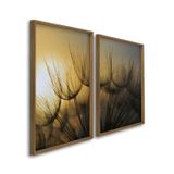 Quadro Decorativo Sol E Dentes De Leão Com 2 Telas Para Sala, Casa De Praia, Lavabo 60cm X 90cm Com Vidro Branco