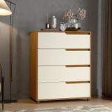 Cômoda Em Mdf Com 4 Gavetas 80cm X 104cm X 45cm Monet Nature / Champanhe