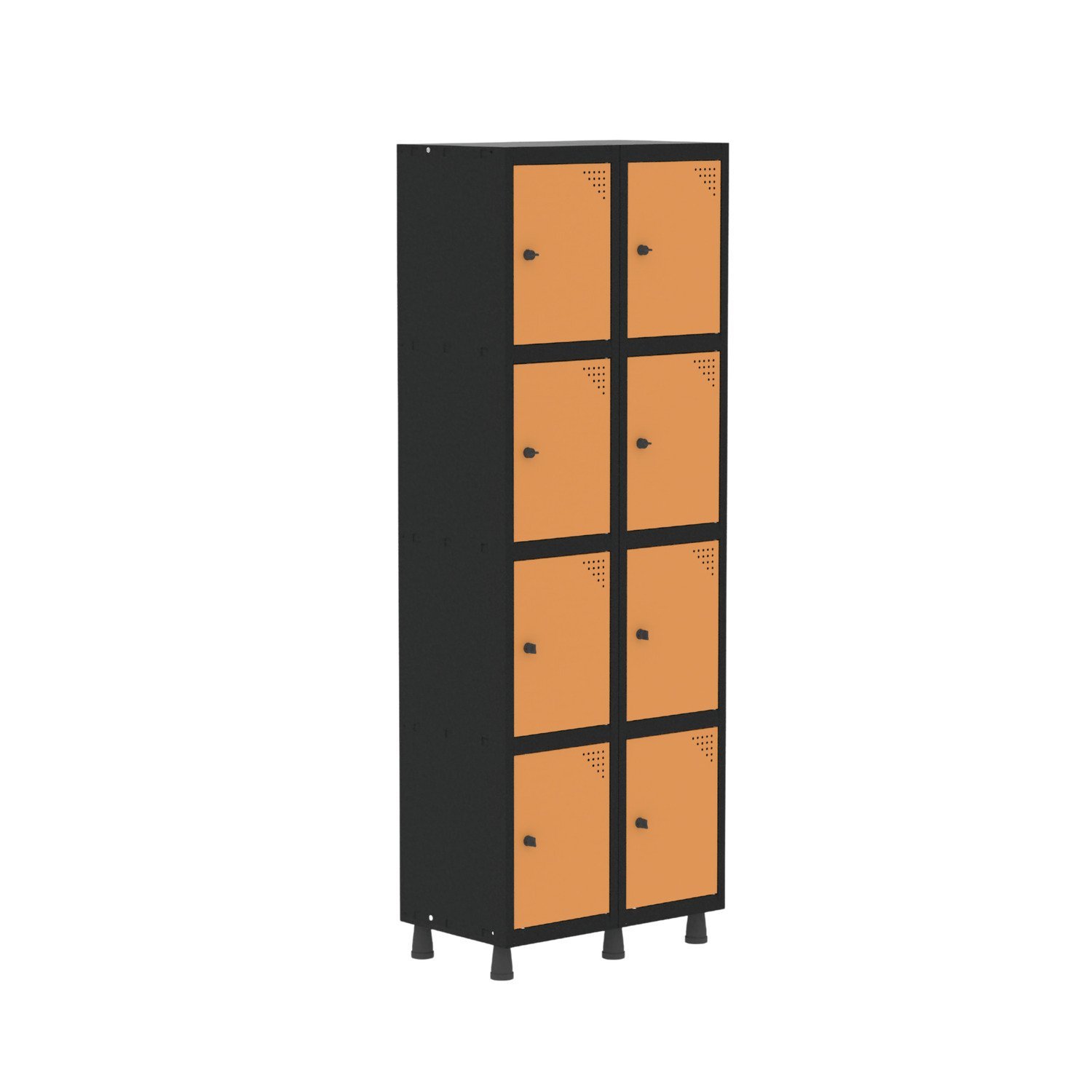 Armário Locker Roupeiro 8 Portas Aço Grp 502/8 Preto/laranja Picasso
