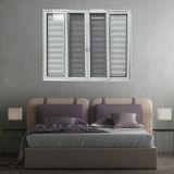 Janela Veneziana 6 Folhas Com Tela Mosquiteira Linha 25 Branco 120x150 Branco