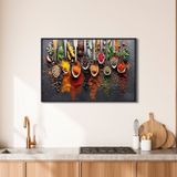 Quadro Decorativo Gastronomia Temperos Com 1 Tela Cm Ou Cm De Parede Para Sala Cozinha Hall 60cm X 9 Com Vidro Preto