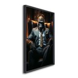 Quadro Decorativo Macaco Modelo Boss Chefe Com 1 Tela De Parede Cm Ou Cm Para Sala Quarto Escritório Sem Vidro Preto