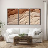 Quadro Decorativo Modelo Areia Com 3 Telas Para Sala, Casa De Praia, Lavabo 60cm X 90cm Sem Vidro Branco