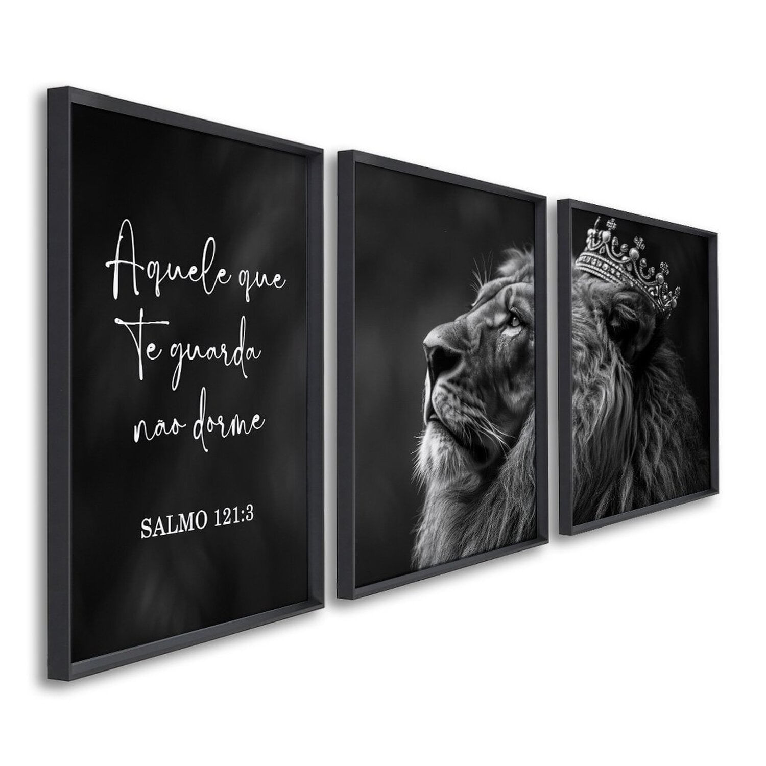 Quadro Decorativo Preto E Branco Nunca Foi Sorte, Sempre Foi Deus Modelo Preto E Branco Com 3 Telas 60x90cm Sem Vidro Preto