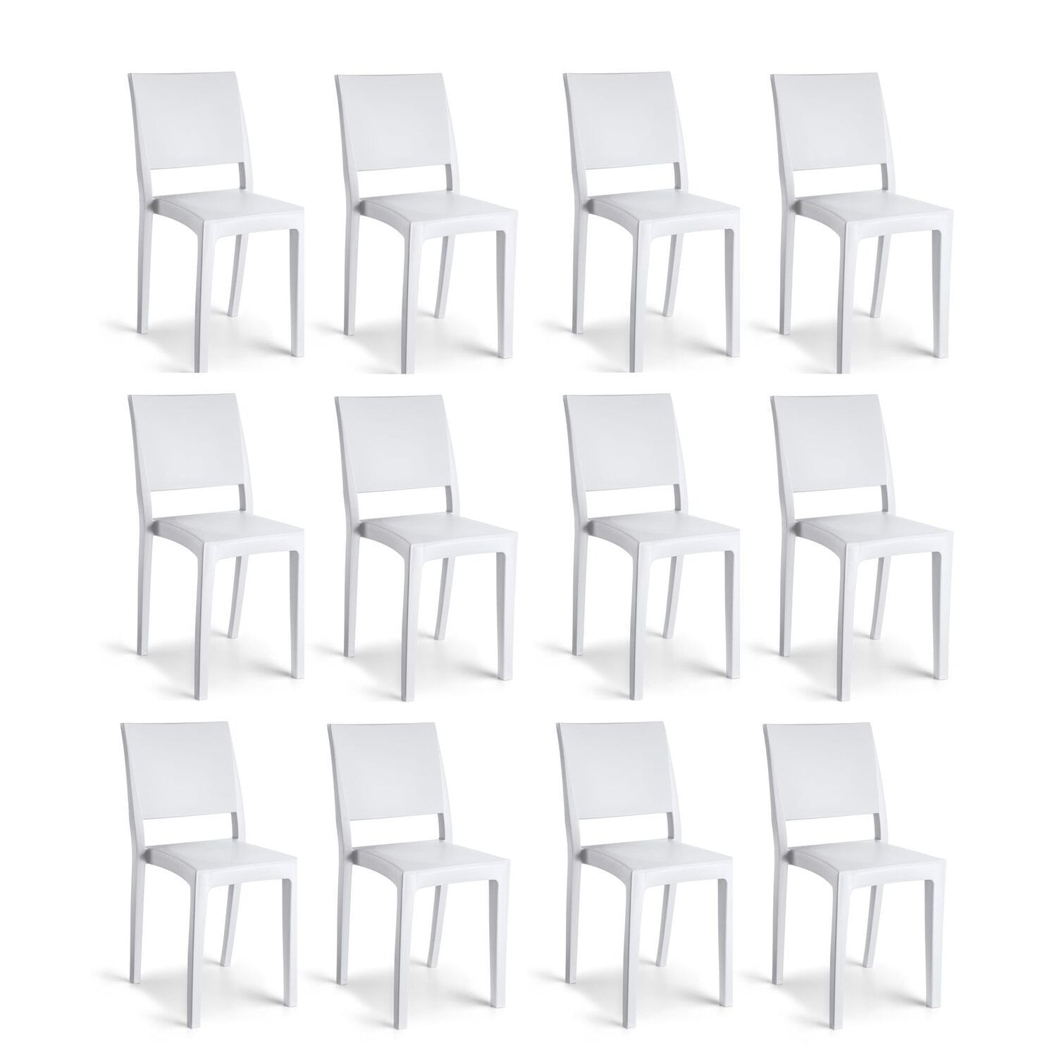 Conjunto 12 Cadeiras De Plástico Polipropileno Empilhável Hydra Plus Branco