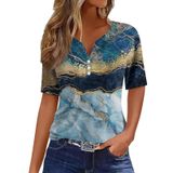 Camisa Feminina Cotecram, Verão 2024, Férias, Boho, Azul, Tamanho M