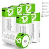 Baterias D Recarregáveis De Lítio De 7500mwh, 1,5 V, Pacote Com 6