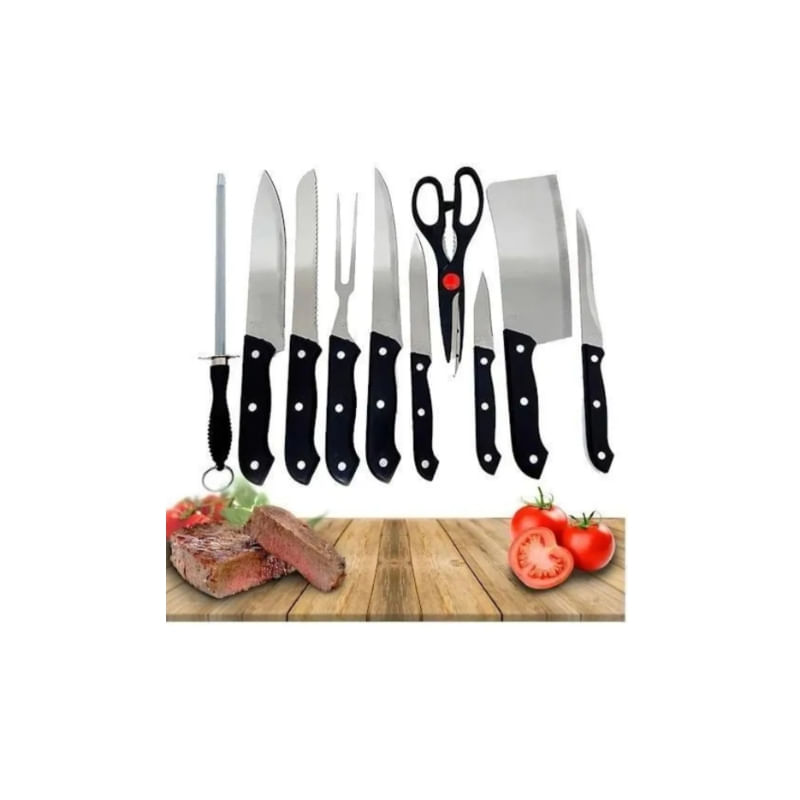 Conjunto De Facas, Tábua De Cortar, Conjunto De Grelha E Tesoura Com Afiador De Aço