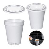 Copo Térmico Isopor 240ml Tampa S/furo Plástica C/100 Branco