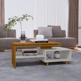 Mesa De Centro Decorativa Lima Tampo Duplo Design Moderno Naturalle/off-white