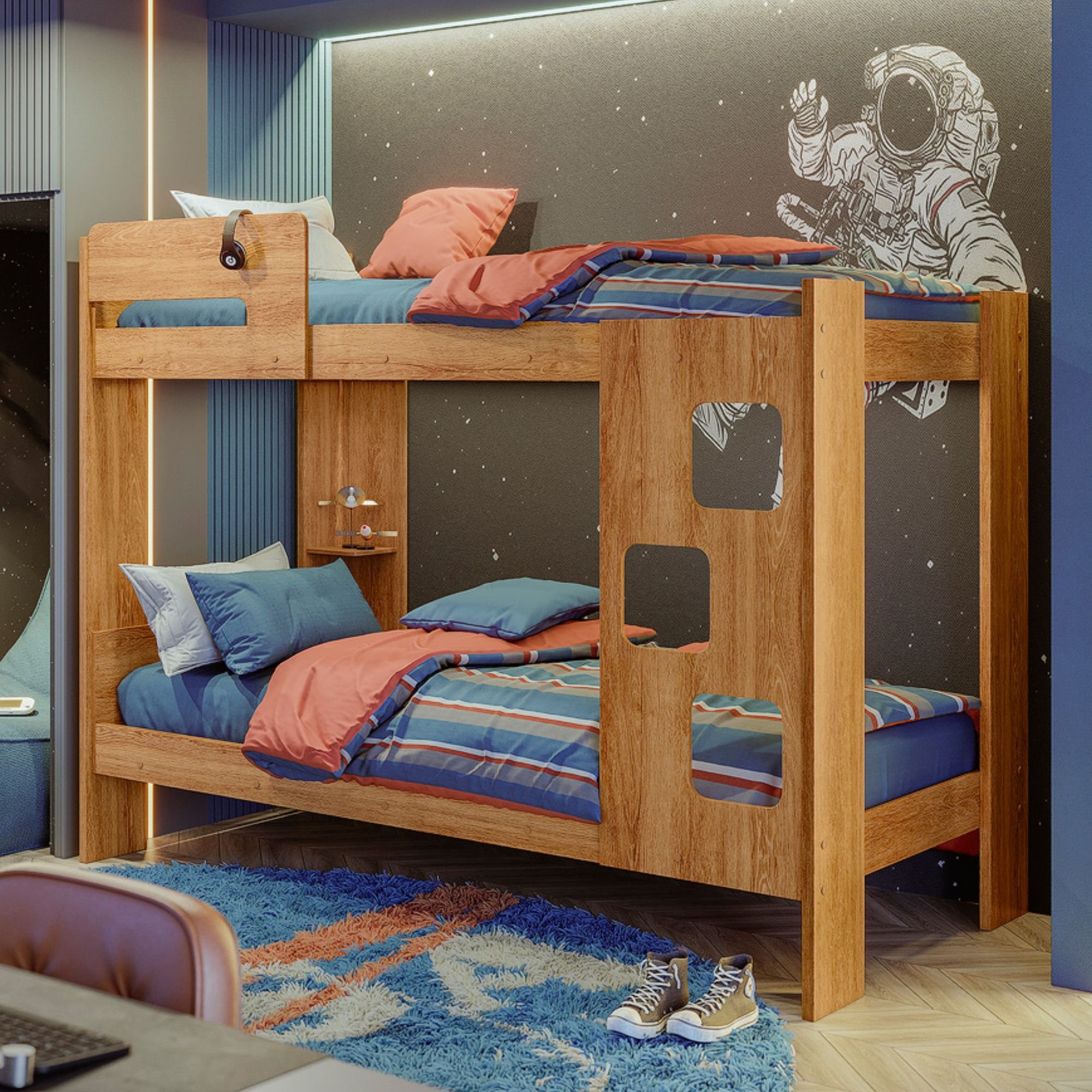 Beliche Infantil/juvenil 100% Mdf Com Prateleira July Branco