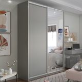 Guarda-roupa Solteiro 100% Mdf Bp Com 2 Portas E 1 Espelho Zermatt Urbi