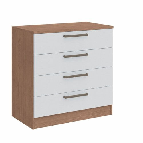Cômoda Módulo Inferior 4 Gavetas Requinte+ Móveis Castro Macadâmia/branco Line