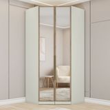Guarda Roupa Canto Closet Modulado 2 Portas E 3 Gavetas Com Espelho E Led Areia Hp/jequitiba