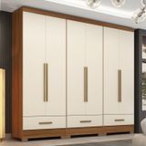 Quarto Modulado 3 Peças 6 Portas 3 Gavetas Smart Plus Cinamomo/off White