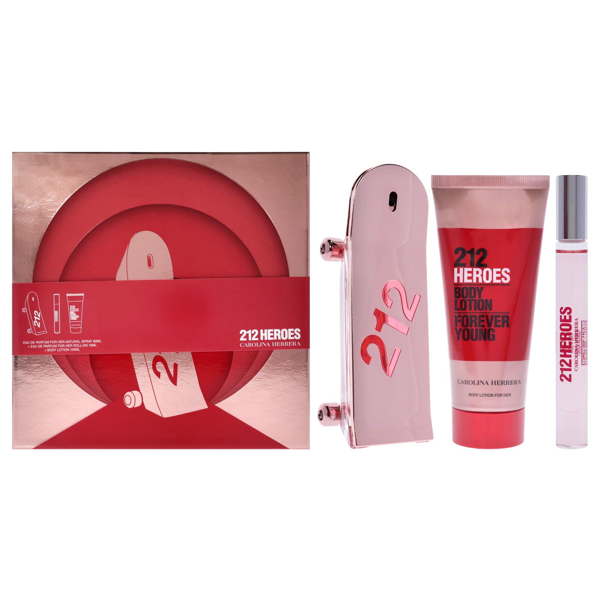 Perfume Carolina Herrera 212 Heroes Forever Young, Conjunto De Presente De 3 Peças