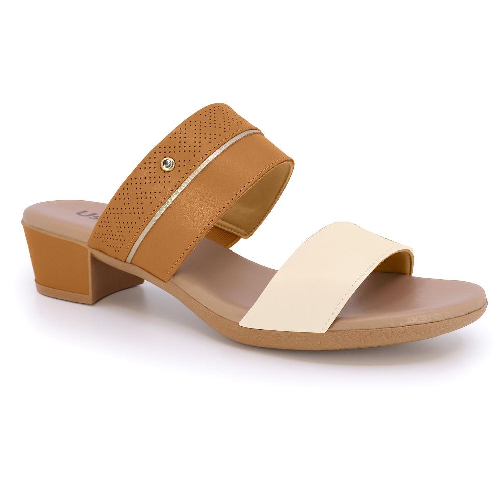 Tamanco Usaflex Salto Bloco Ref Mm0804-7 Marrom Escuro/marrom Claro 035