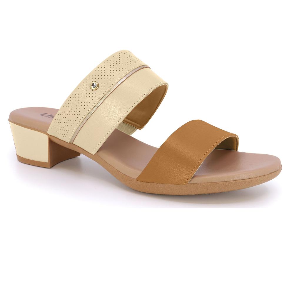 Tamanco Usaflex Salto Bloco Ref Mm0804-5 Marrom Claro/marrom Escuro 034