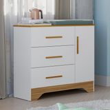 Cômoda Infantil 1 Portas 3 Gavetas Mdf Popy Retro Peroba