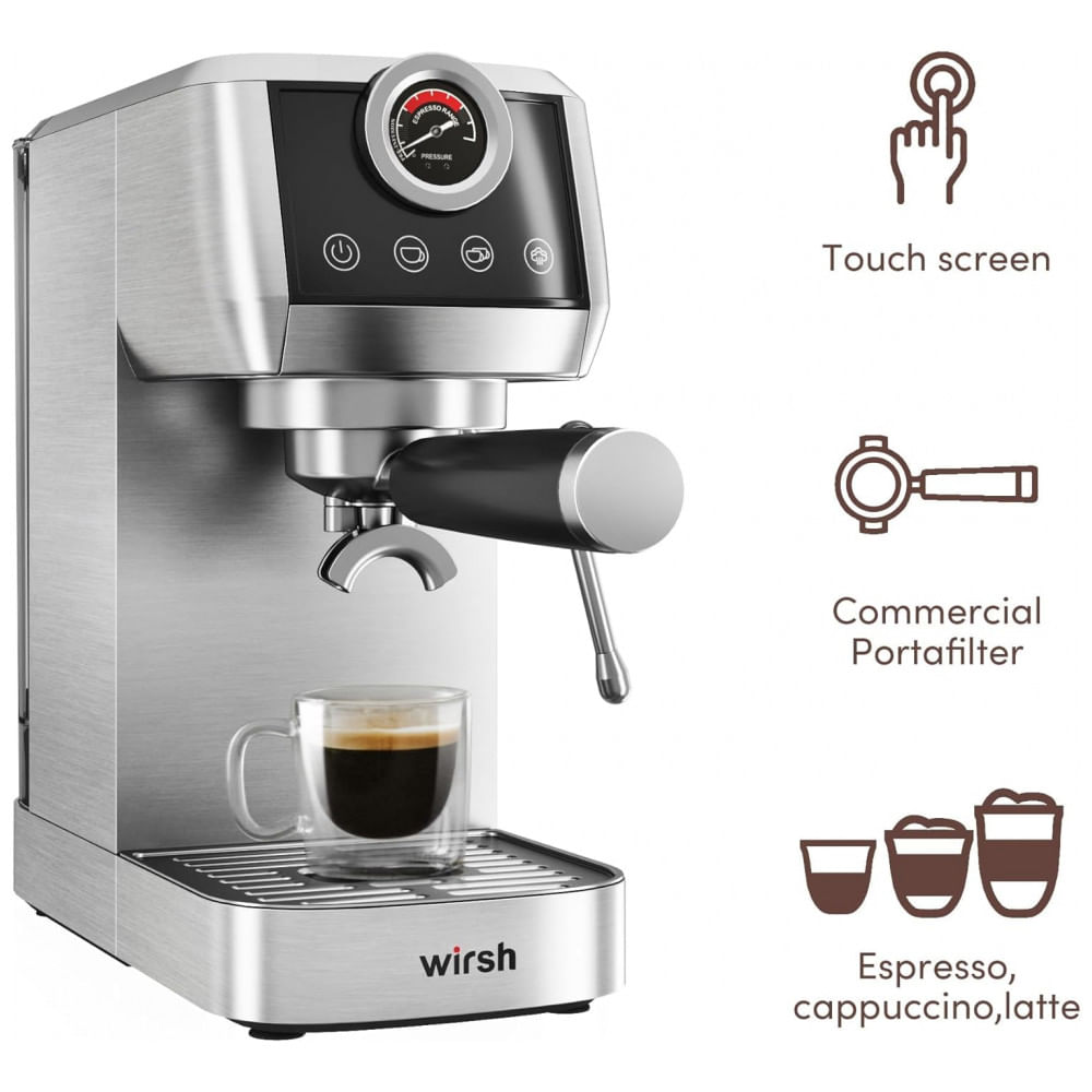 Máquina De Café Expresso 20 Bar Com Vaporizador E Manômetro, 110v 1450w ...
