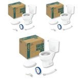 Kit 3 Vaso Sanitário Com Caixa Acoplada Com Acionamento Lateral E Assento Soft Close Branco