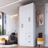 Guarda-roupa Dallas 55400 4 Portas 2 Gavetas Branco/azul/rosa