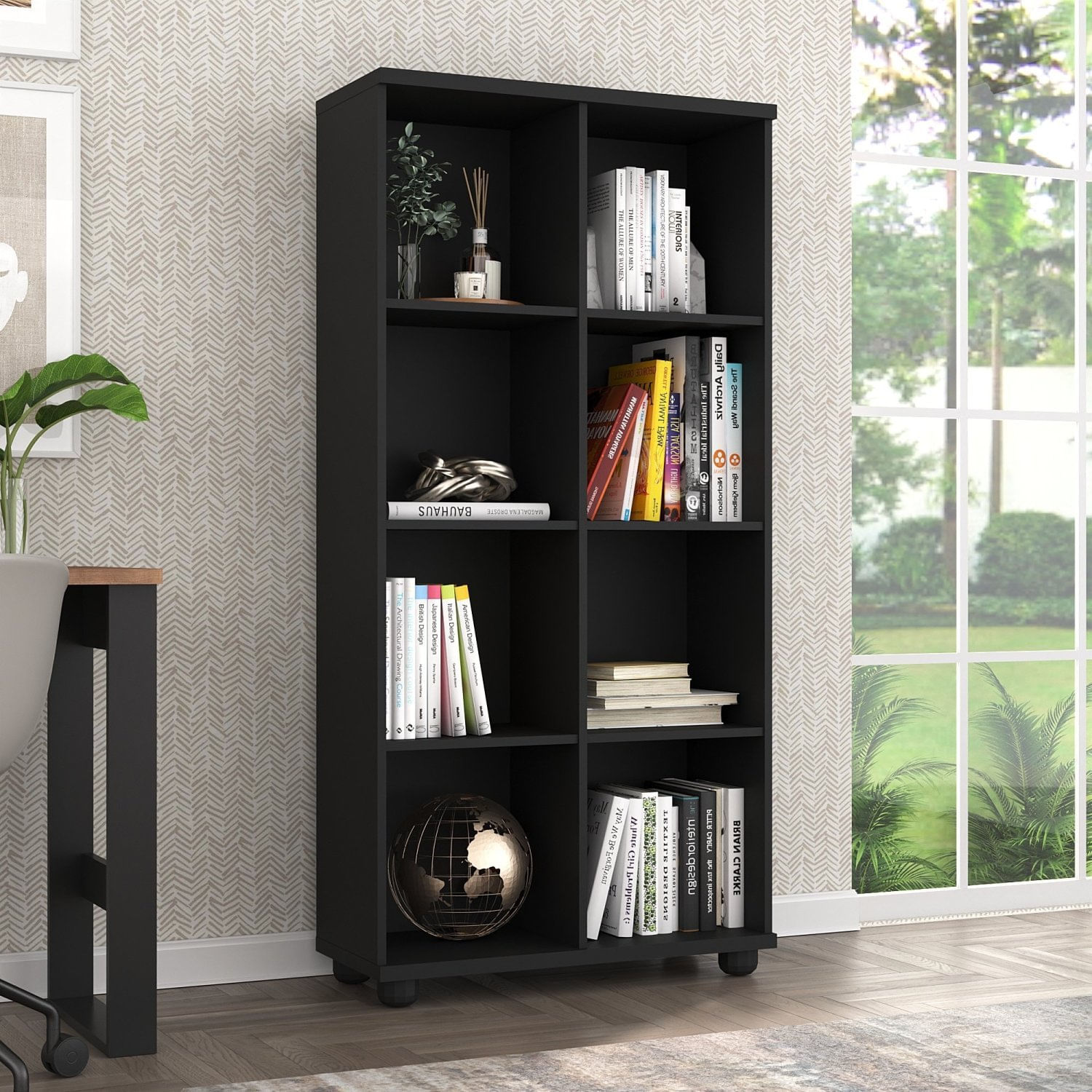 Estante Para Livros Com 8 Nichos 153cmx74cm Preto