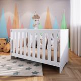 Berço 3 Em 1 Branco 133x64,8cm Com Colchão Aconchego Branco