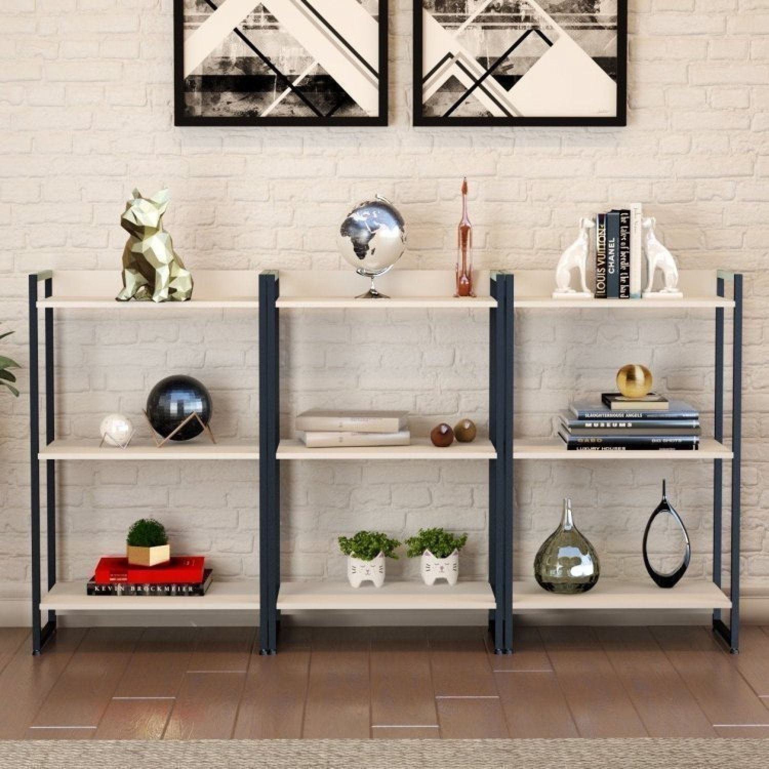 Kit 2 Estantes Para Livros Industrial 3 Prateleiras 104cmx60cm Active Yescasa